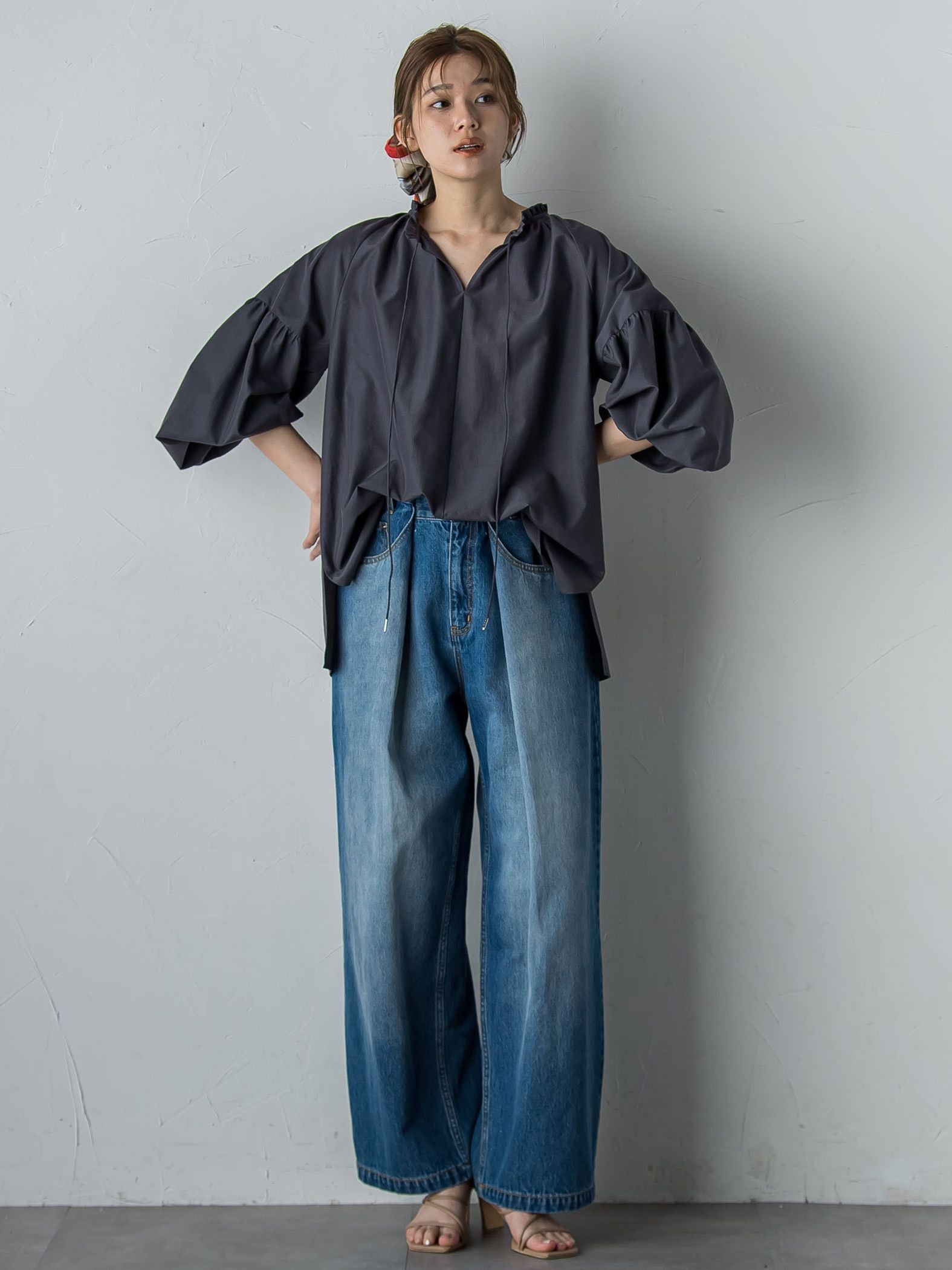 【カタログ掲載】セミシアーフリルブラウス≪洗濯機で洗える≫