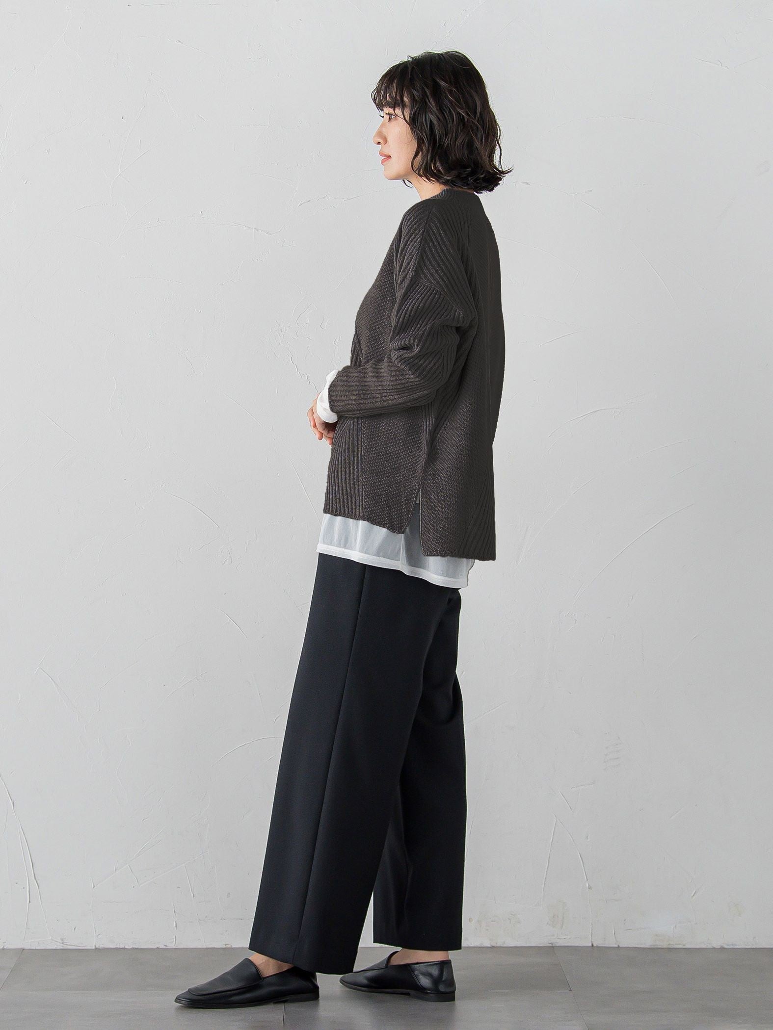 【大きいサイズ】ヘリンボーンニット