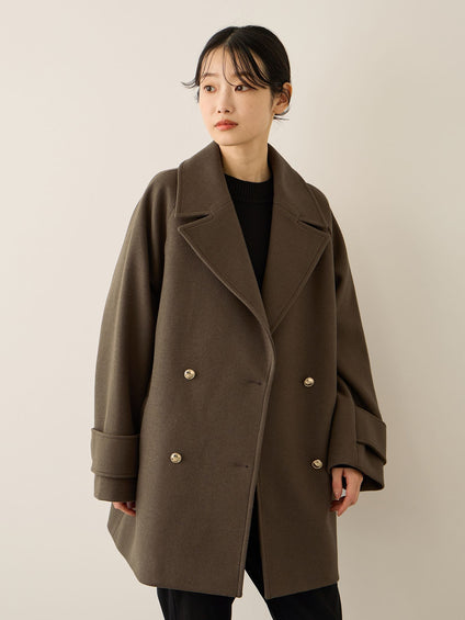 ウール調ジャージーオーバーサイズコート