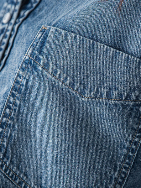 ラウンドヘムデニムクロップドシャツ