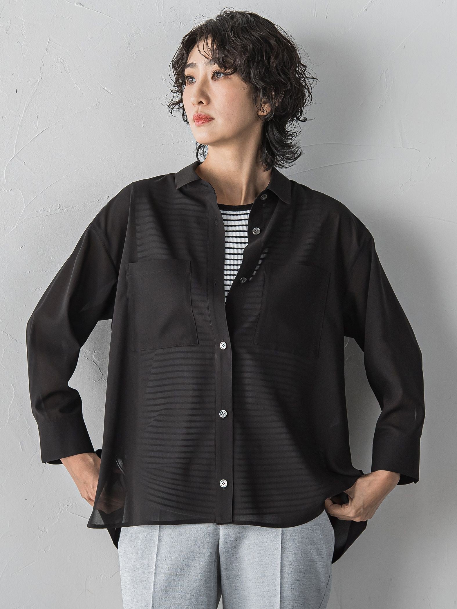 【大きいサイズ/受注会限定】シアーボイルシャツ