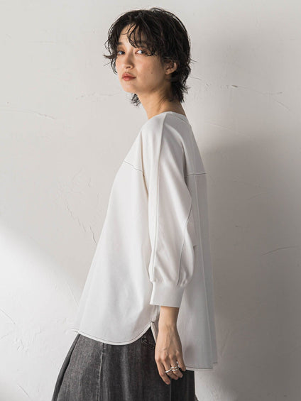 ポンチローマBACK釦ドッキングプルオーバー