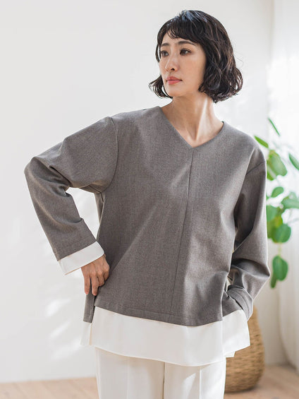 【大きいサイズ】ピクシエスタVネックブラウス