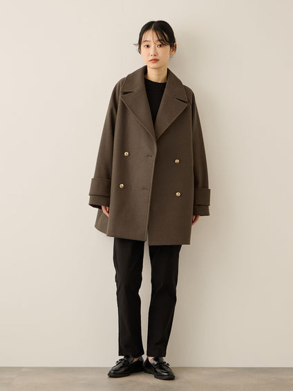 ウール調ジャージーオーバーサイズコート