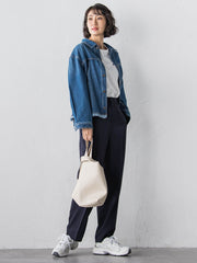 【大きいサイズ】【受注会限定】トリアセチノテーパードパンツ