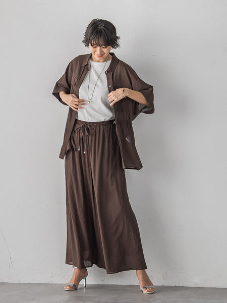 リネンライクシアーボイルワイドパンツ