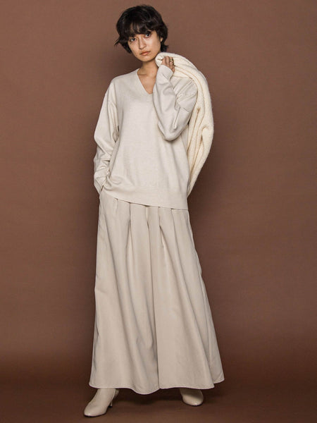 【ふわもち】Vネックニット≪洗濯機で洗える≫