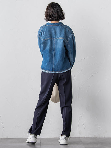 【大きいサイズ】【受注会限定】トリアセチノテーパードパンツ