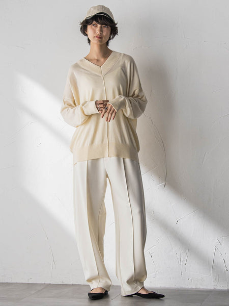 【新色追加】Vネックコクーンニットプルオーバー≪手洗い可能≫