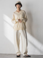 【新色追加】Vネックコクーンニットプルオーバー≪手洗い可能≫