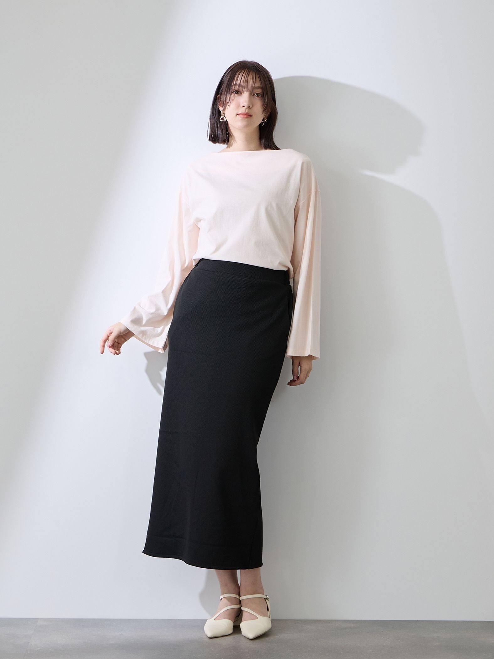 ミドルリブナロースカート≪洗濯機で洗える≫