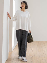 【WEB限定/新色追加】”楽暖”裏起毛ワイドパンツ≪洗濯機で洗える≫