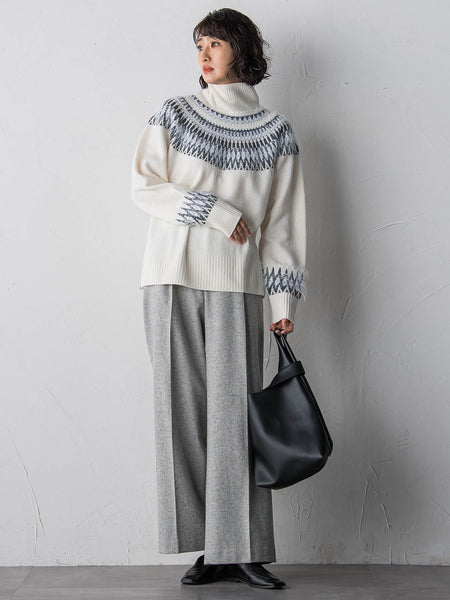 【大きいサイズ】ウールラメシャンブレーパンツ