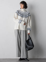 【大きいサイズ】ウールラメシャンブレーパンツ