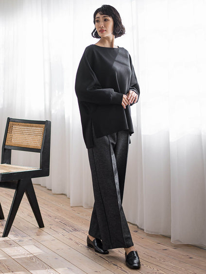 【WEB限定/新色追加】”楽暖”裏起毛ワイドパンツ≪洗濯機で洗える≫