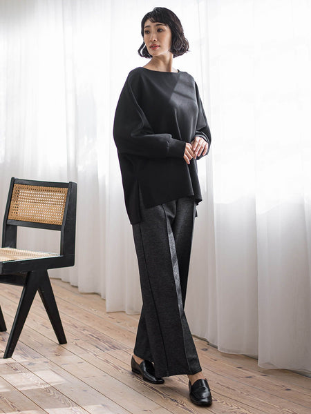 【WEB限定/新色追加】”楽暖”裏起毛ワイドパンツ≪洗濯機で洗える≫