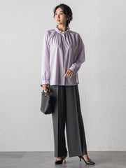 【大きいサイズ】ハイストレッチカルゼワイドパンツ