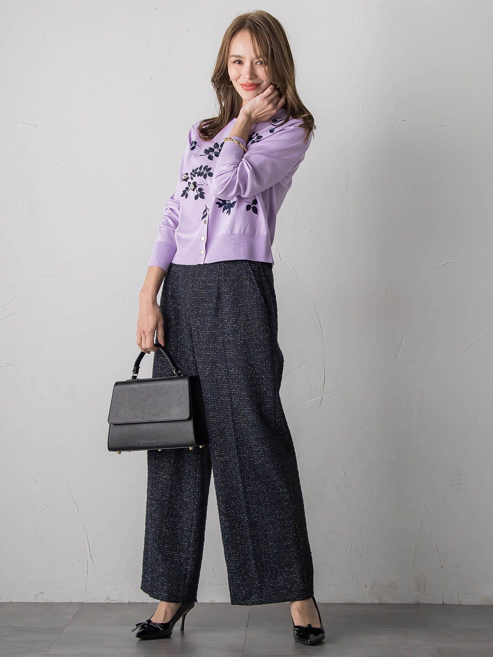 ツイードラメワイドパンツ