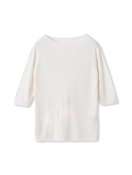 シルクコンリブ5分袖プルオーバー