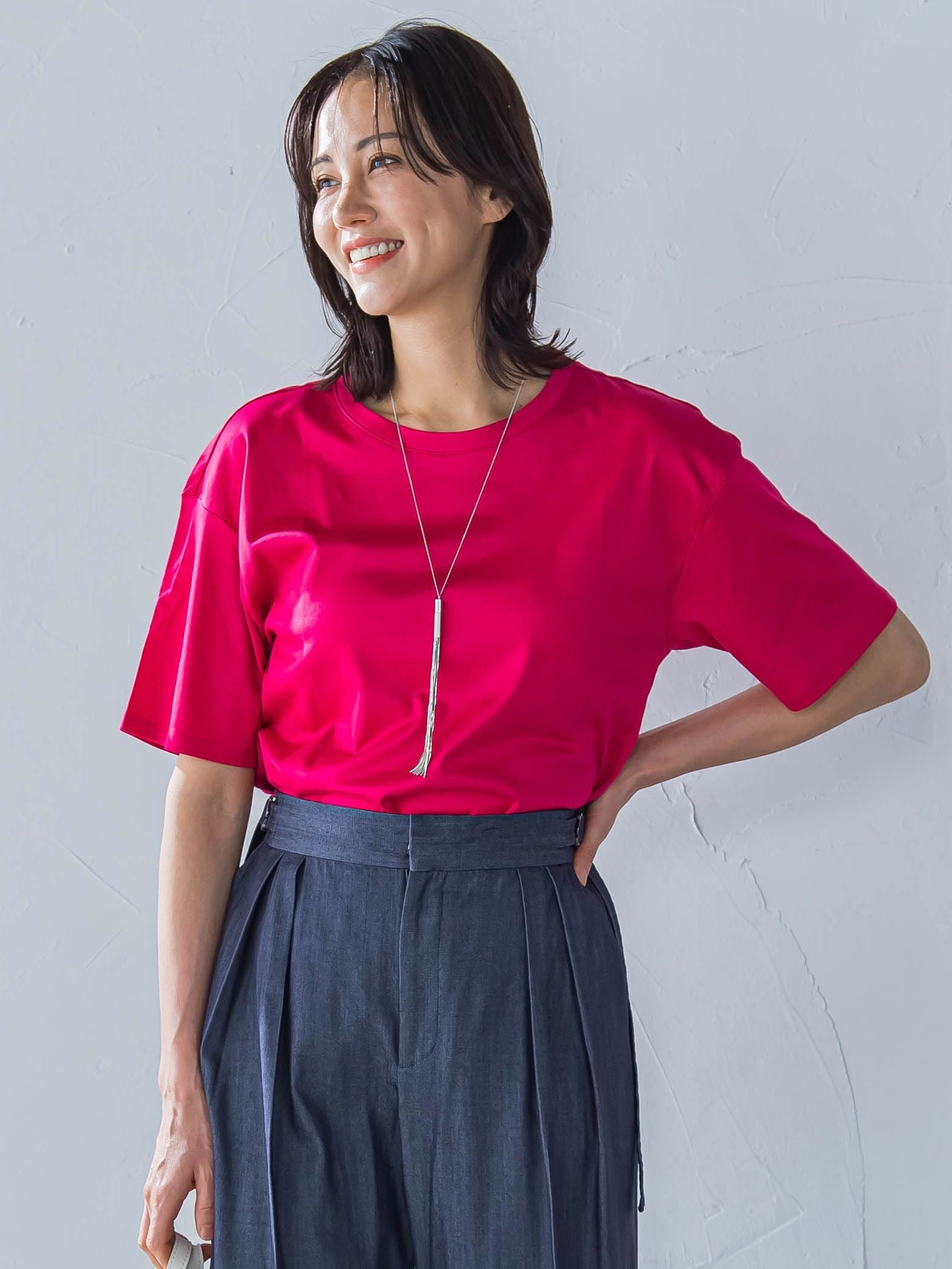【WEB限定】【3サイズ】コットン汗じみ防止カットソー≪洗える/接触冷感≫