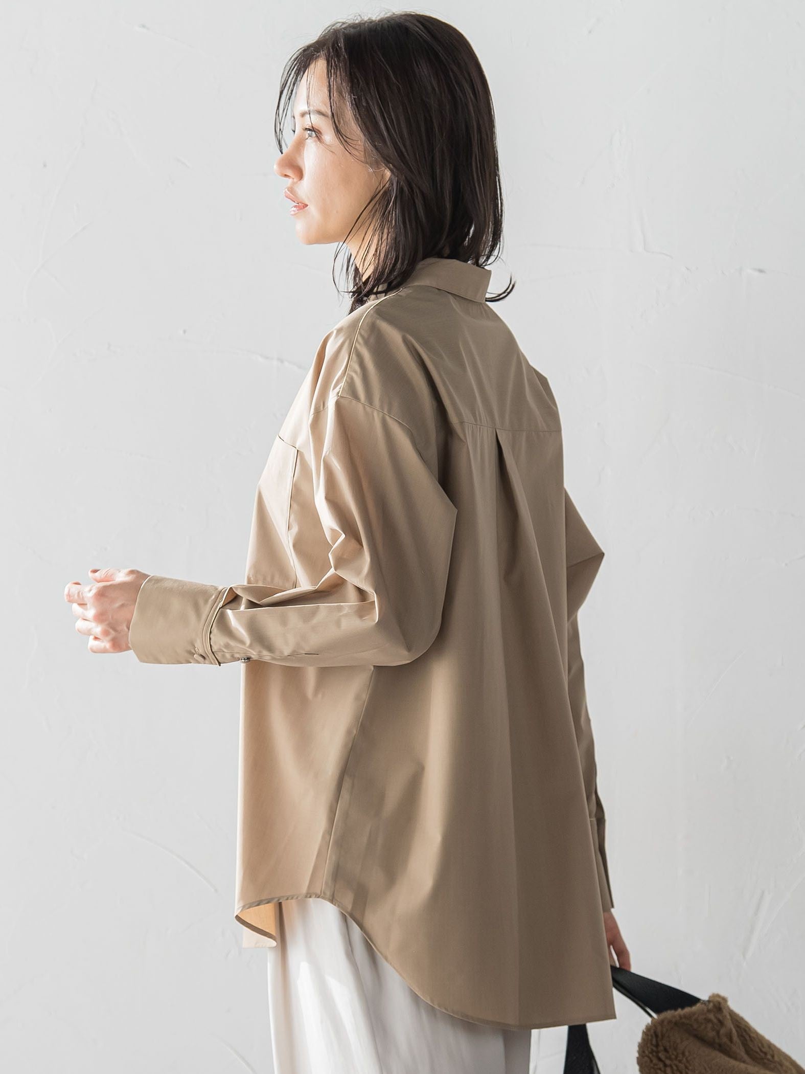 オーバーサイズシャツブラウス ≪洗濯機で洗える≫