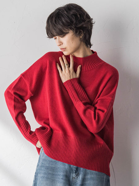 ハイネックシンプルニット≪手洗い可能≫