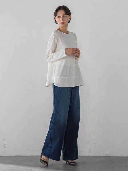 【WEB限定】裏起毛デニムワイドパンツ