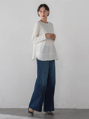 【WEB限定】裏起毛デニムワイドパンツ