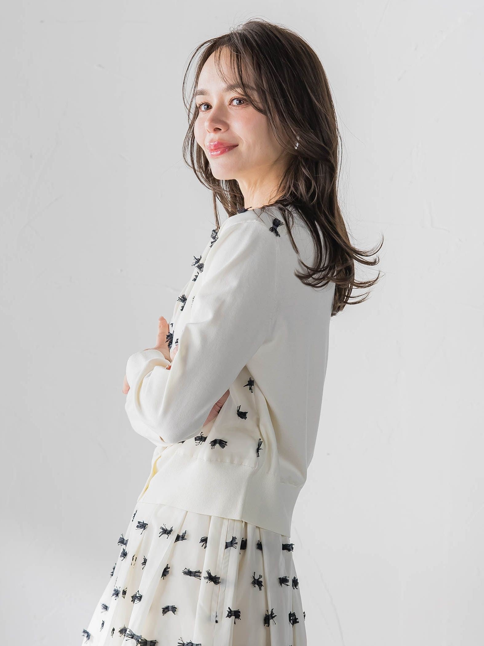 リボンジャガードカーディガン