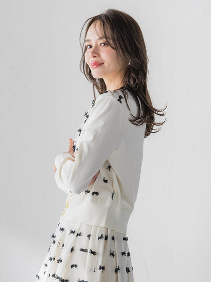 リボンジャガードカーディガン