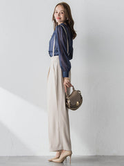 サスペンダー付きダブルサテンパンツ