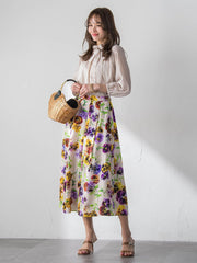 【KEITA KAWASAKI × Viaggio Bluコラボ】パンジープリントスカート