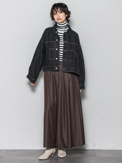 【WEB限定】デニムクロップドジャケット≪洗濯機で洗える≫