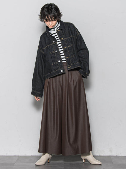 【WEB限定】デニムクロップドジャケット≪洗濯機で洗える≫