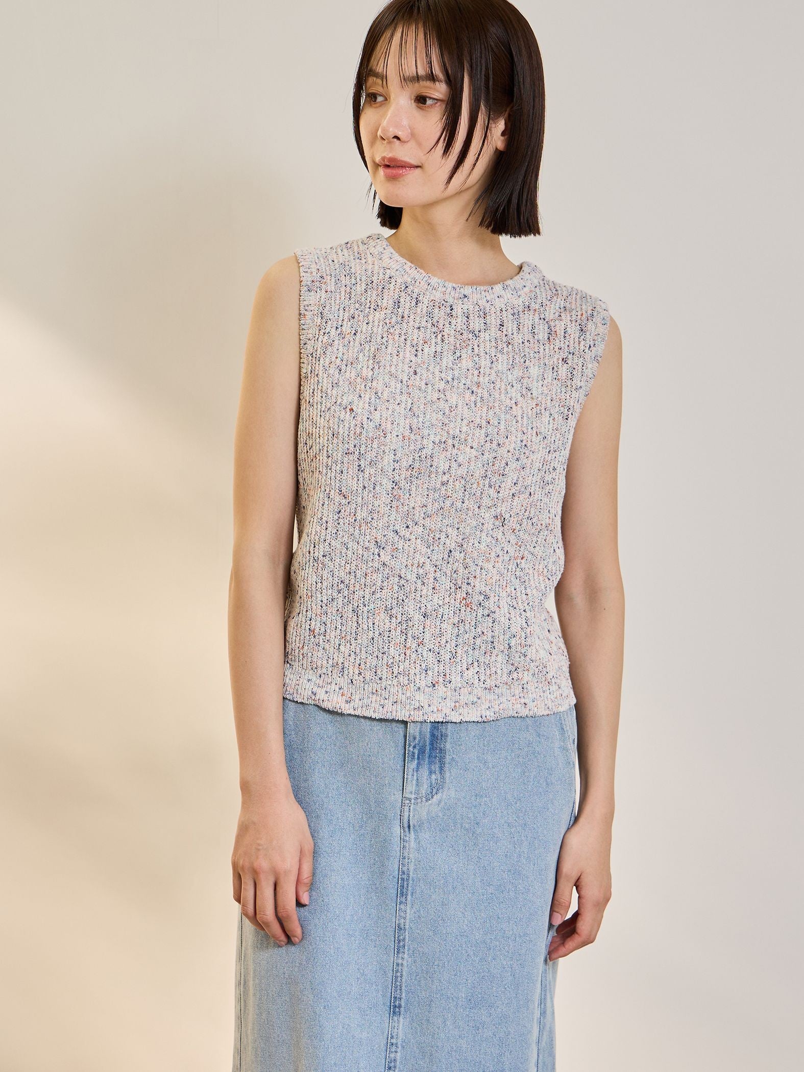 ミックスコイルクロップドニットベスト