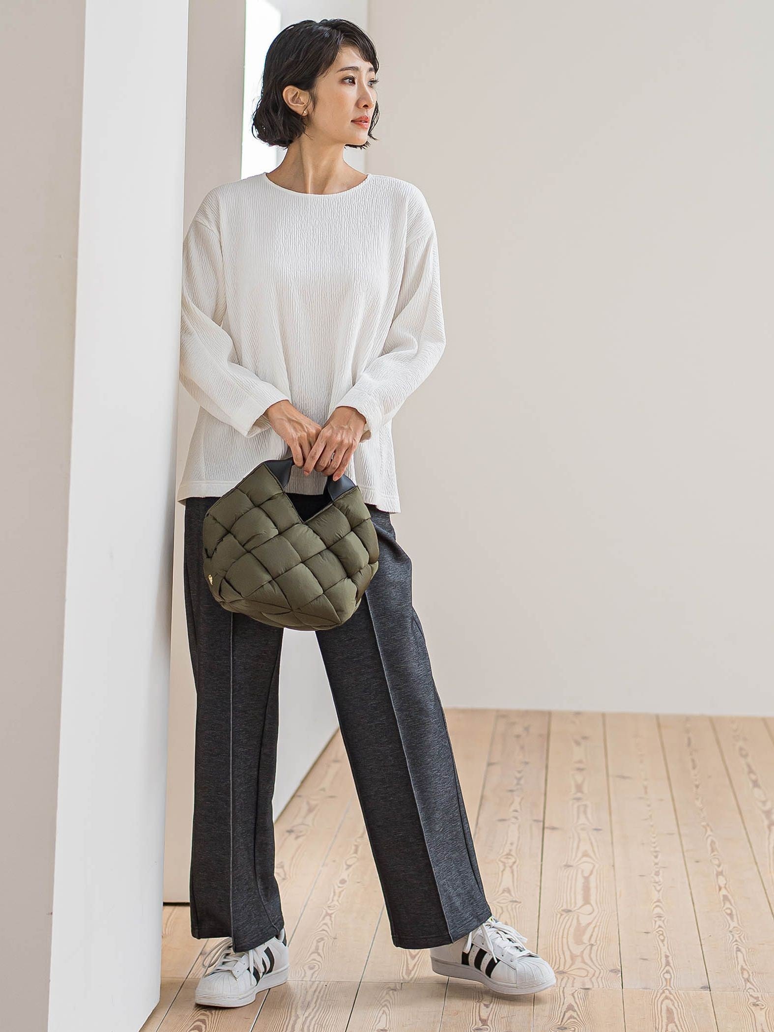 【WEB限定/新色追加】”楽暖”裏起毛ワイドパンツ≪洗濯機で洗える≫