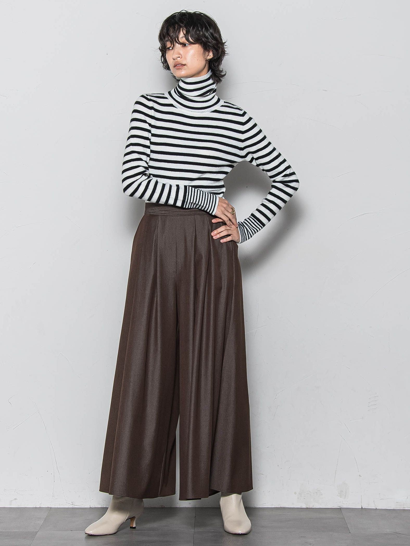 【新色追加】フレアヘムキュロットパンツ≪洗濯機で洗える≫