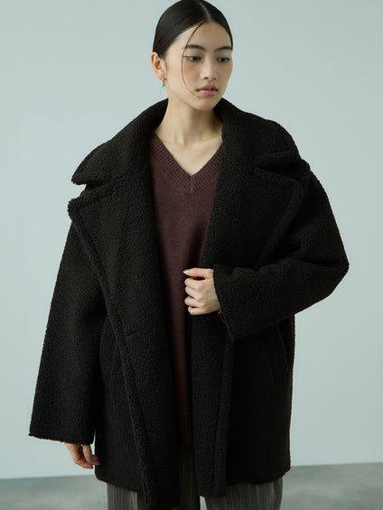 フェイクムートンミドルダブルコート