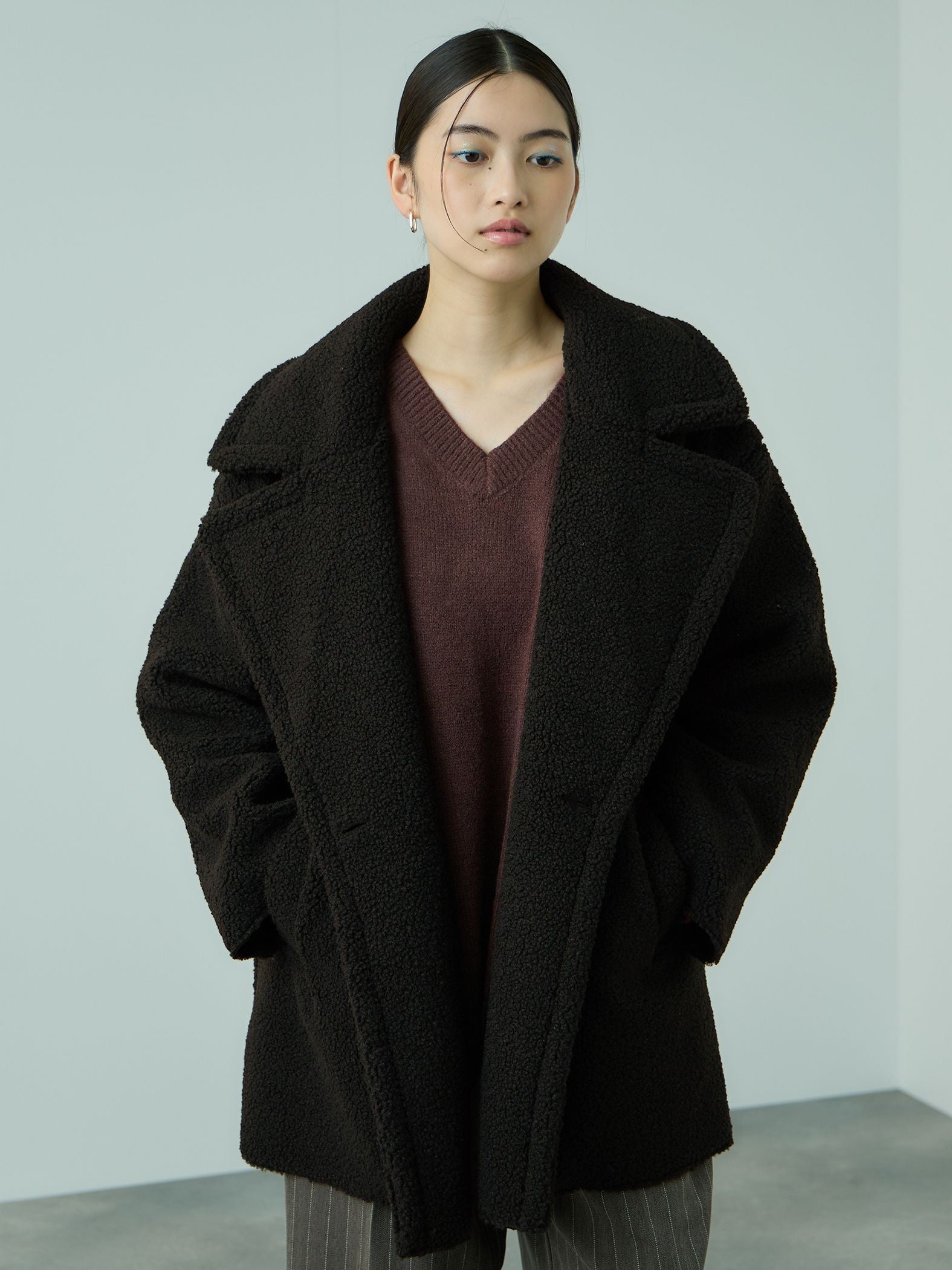 フェイクムートンミドルダブルコート