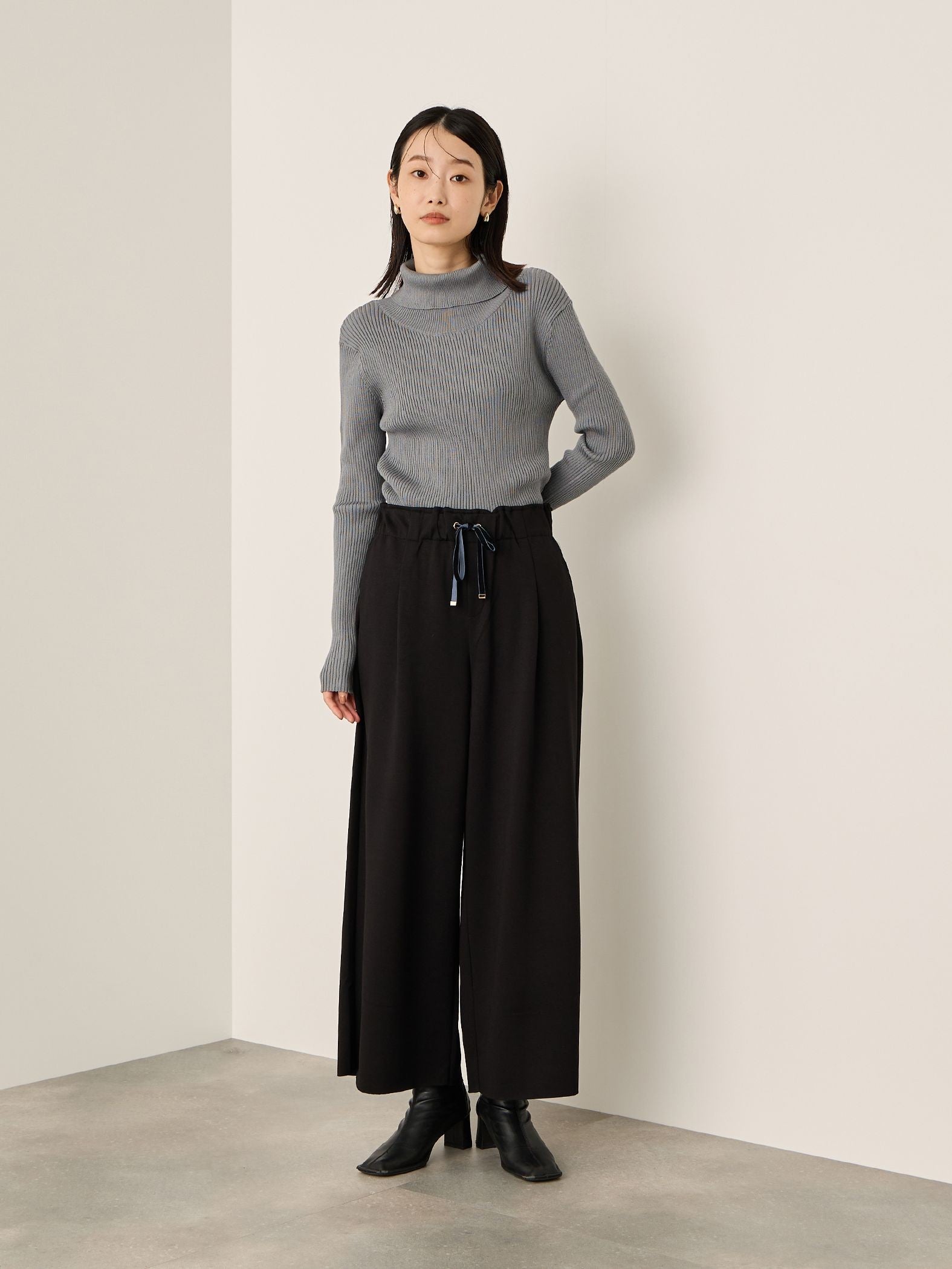 ベロアリボンダンボールセミワイドパンツ≪手洗い可能≫