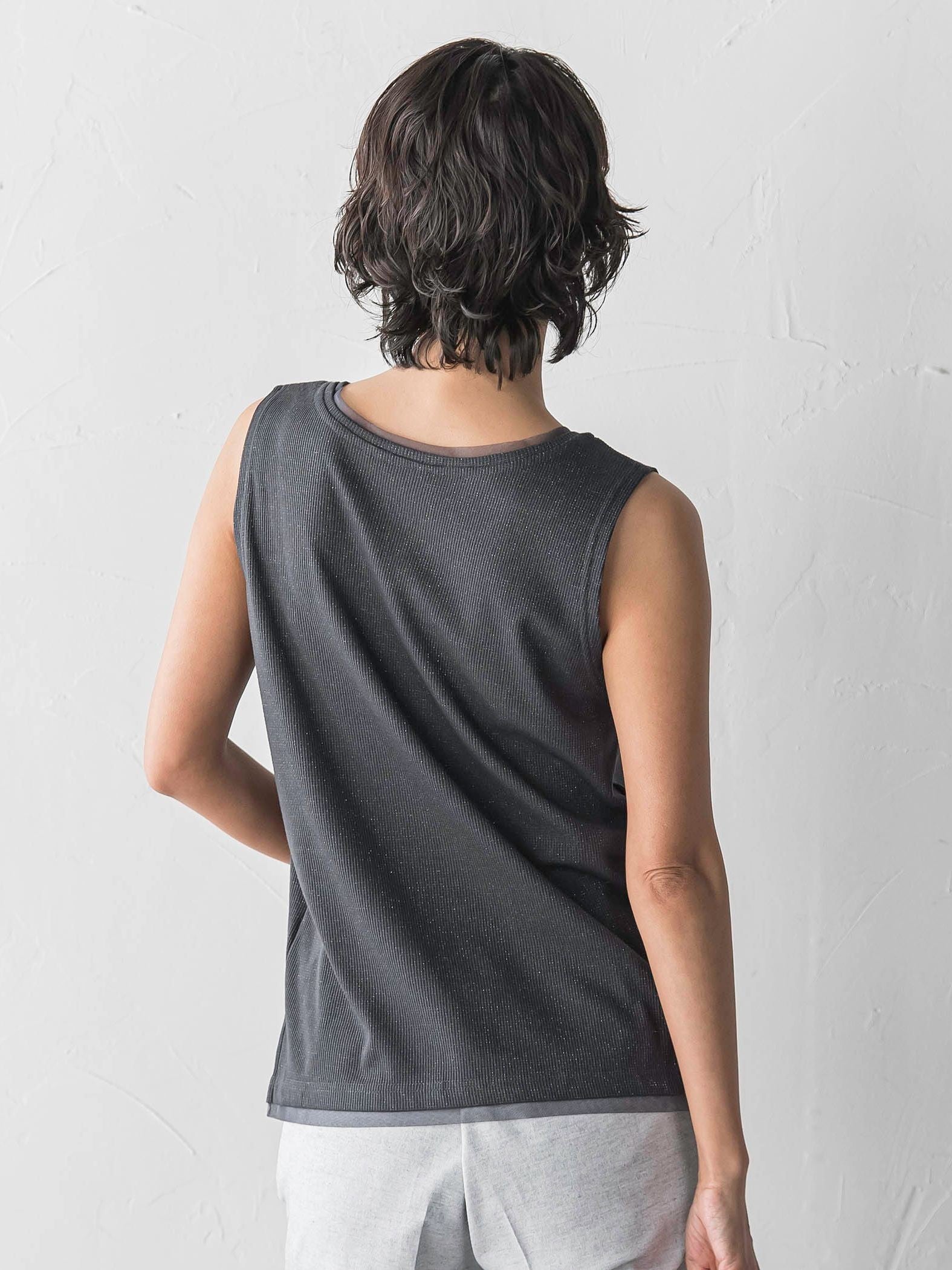 【大きいサイズ】ラメテレコタンクトップ