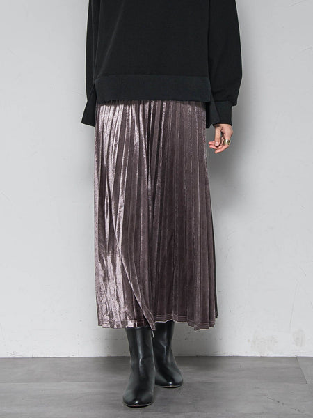 【WEB限定】ストレッチベロアプリーツスカート≪手洗い可能≫