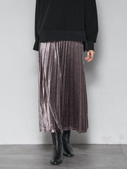 【WEB限定】ストレッチベロアプリーツスカート≪手洗い可能≫