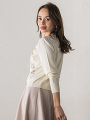 【新色追加】ボタニカルモチーフ刺繍カーディガン