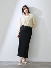 ストレッチジョーゼットミニフリルブラウス