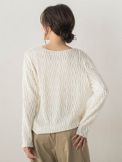 【WEB限定】フリルジャガードクルーネックプルオーバー