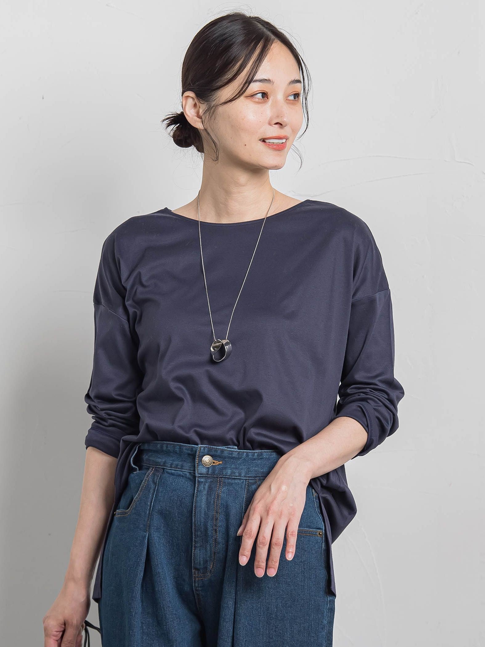 【WEB限定】汗じみ防止大人ロンT ≪3サイズ/洗える≫