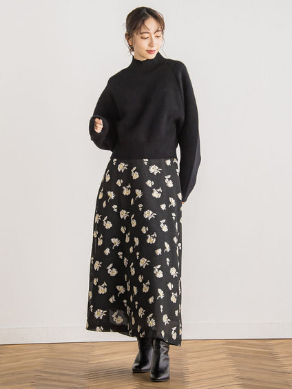 メタルフラワージャガードスカート≪手洗い可能≫