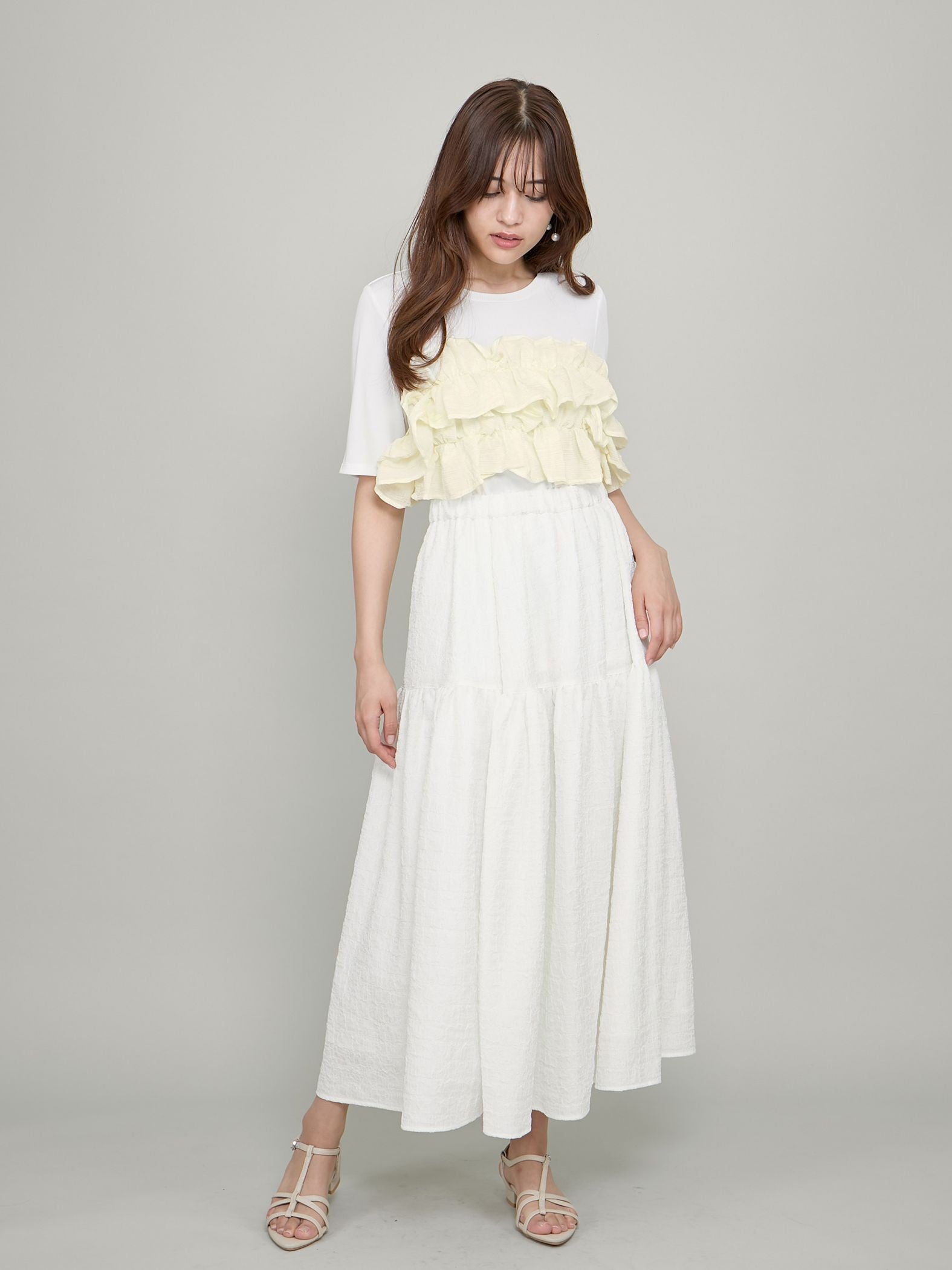 ギャザーフリルTシャツ≪手洗い可能≫