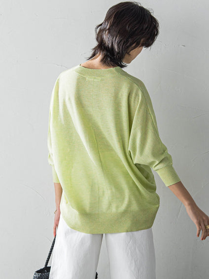 LEVITAシアーVネックドルマンニットプルオーバー≪手洗い可能≫